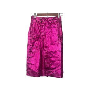 MUY MUY Pink Metallic Cargo Y2K Rockabilly Retro Punk Barbiecore Skirt Jr Medium